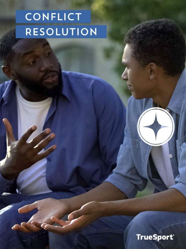 Conflict Resolution cover image of a father talking to his teenage son.