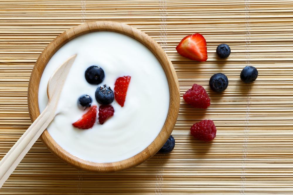 Greek yogurt with fruit mixed in.