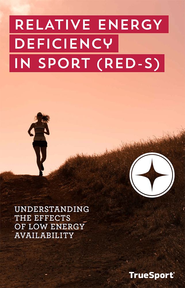 Relative Energy Deficiency in Sport (RED-S) publication cover image of a woman running.