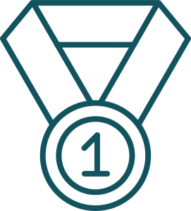 A graphic design of a medal that says #1.